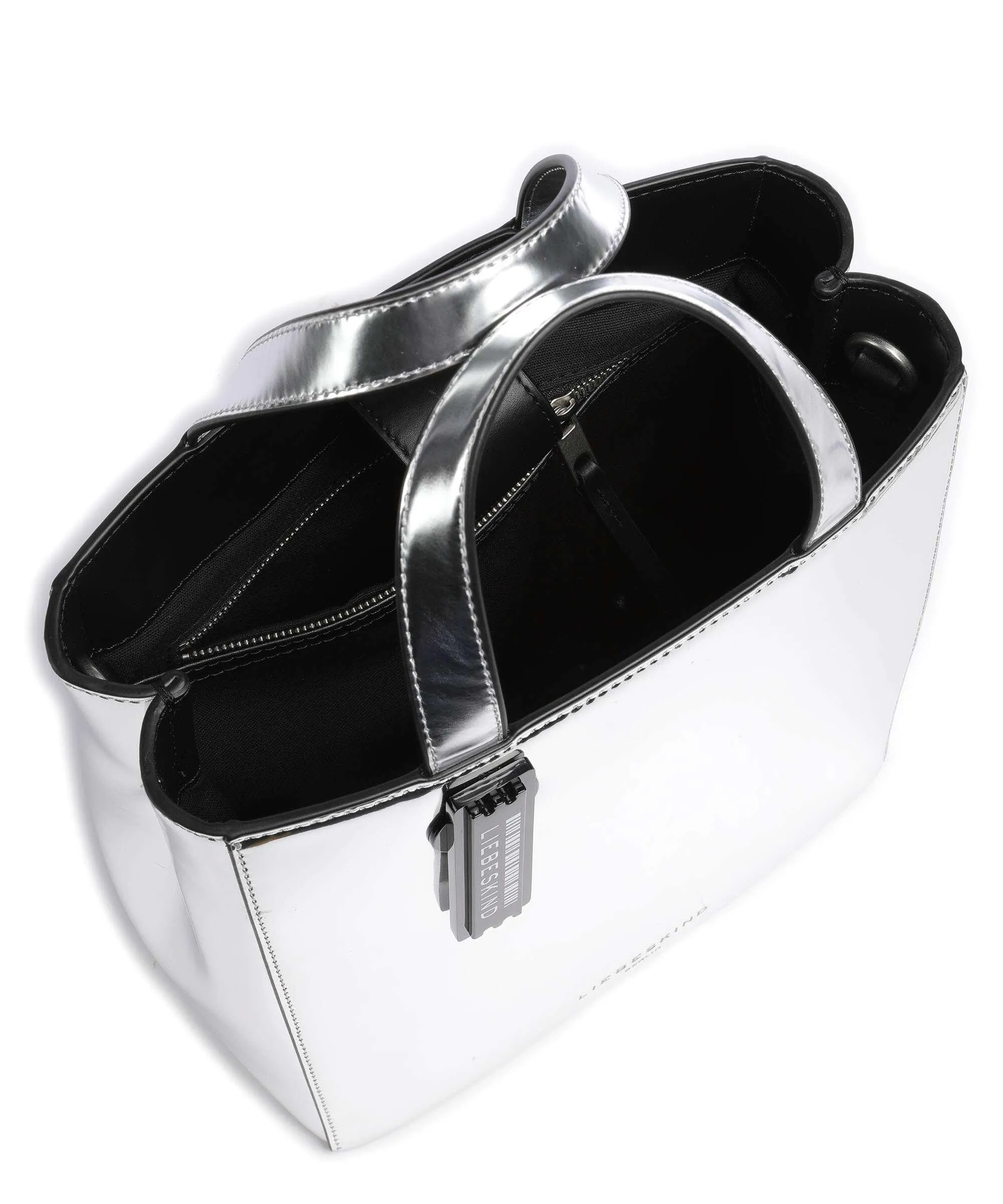  Liebeskind Paper Bag Reflection S Borsa a mano pelle liscia argento  