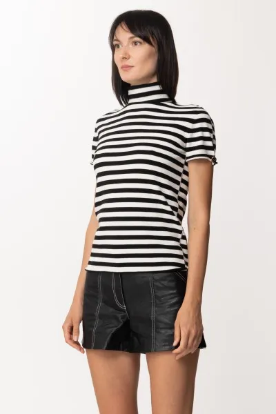 Lupetto in maglia a righe RIGA NEVE/NERO