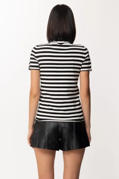 Lupetto in maglia a righe RIGA NEVE/NERO