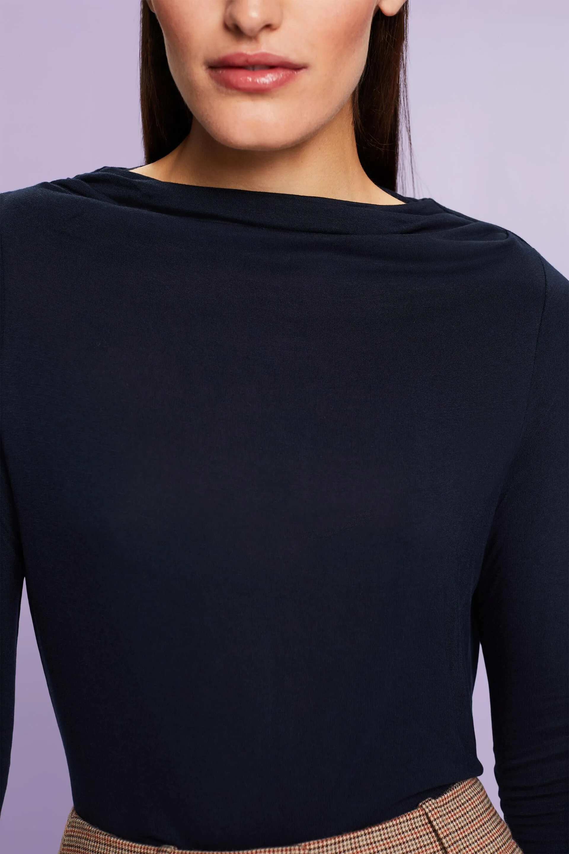 Maglia a maniche lunghe in jersey con collo a cascata