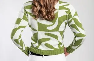 Maglietta lavorata a maglia con maniche lunghe, verde
