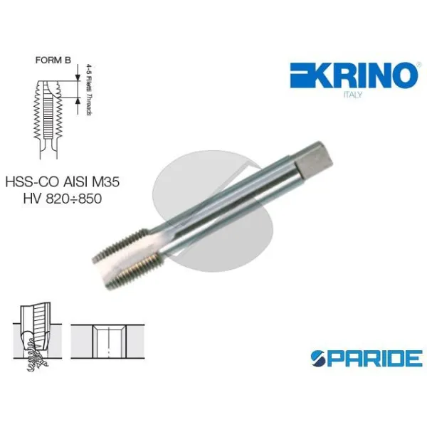 MASCHIO A MACCHINA 10268 G 1\2 GAS HSS-CO KRINO FORI PASSANTI IMBOCCO CORRETTO