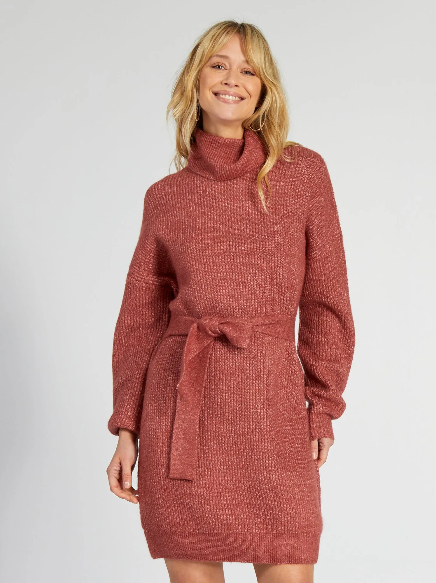Maxi pull con cintura - ROSSO