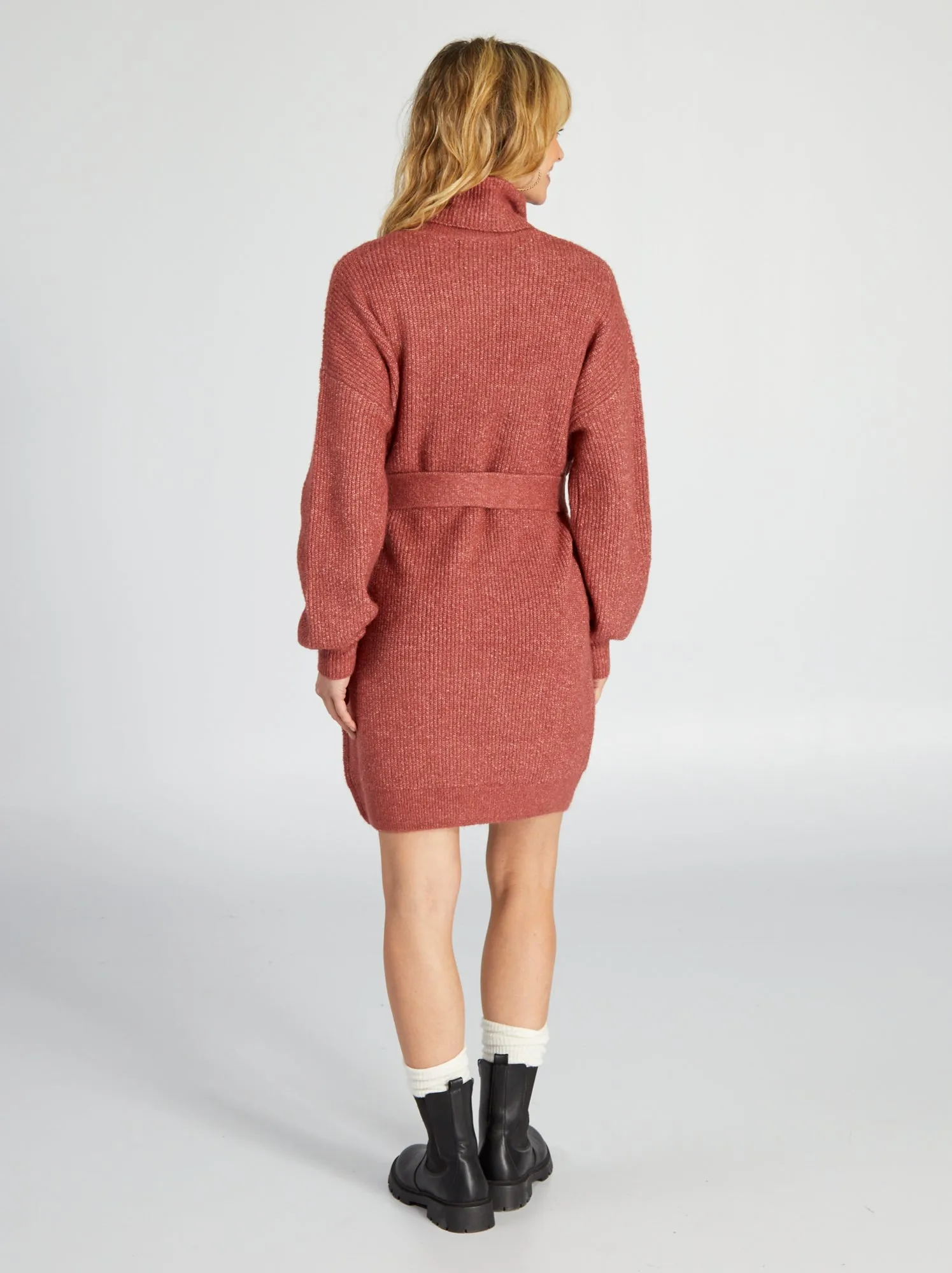 Maxi pull con cintura - ROSSO