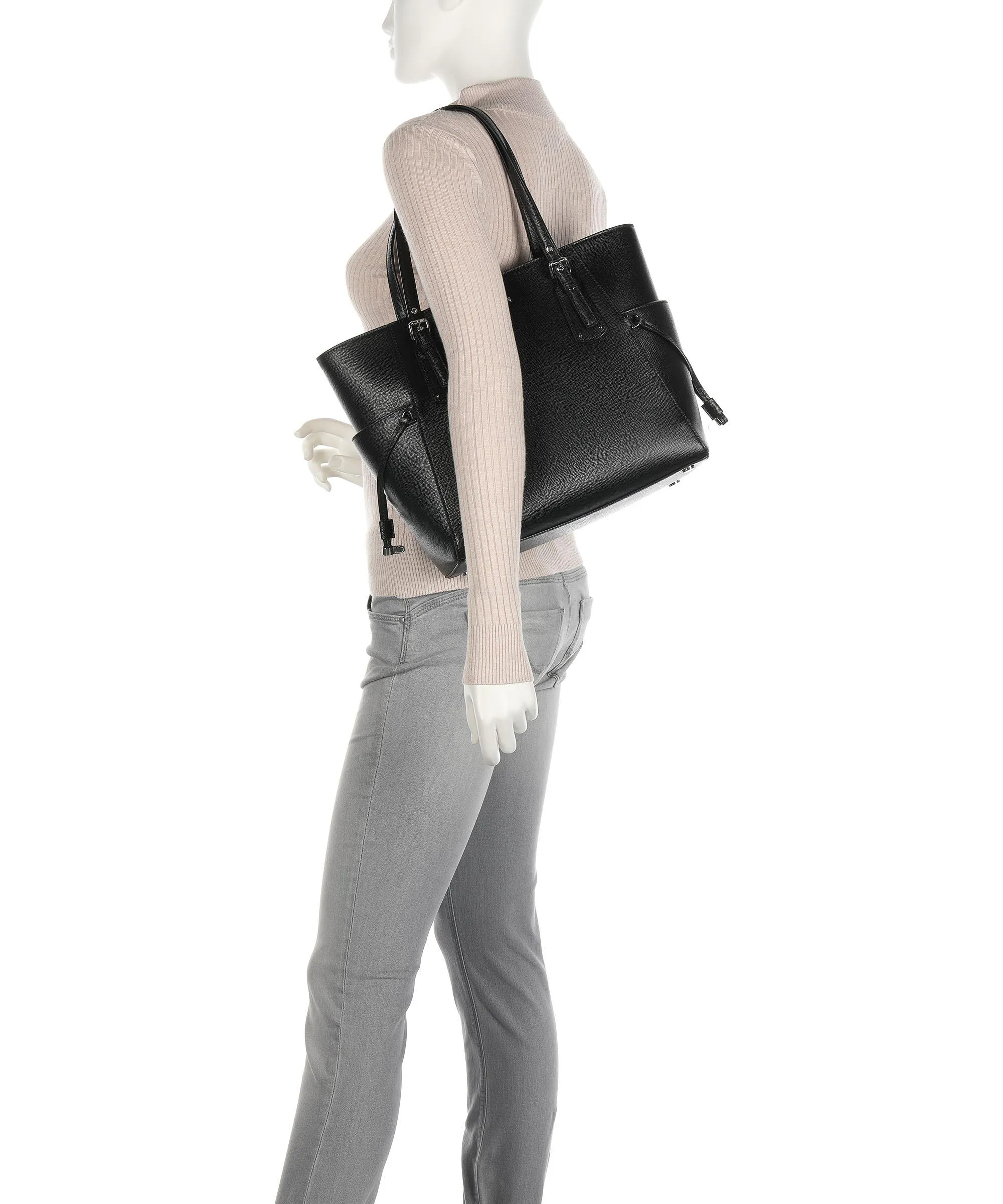  Michael Kors Voyager Borsa shopper pelle di vacchetta grana nero  