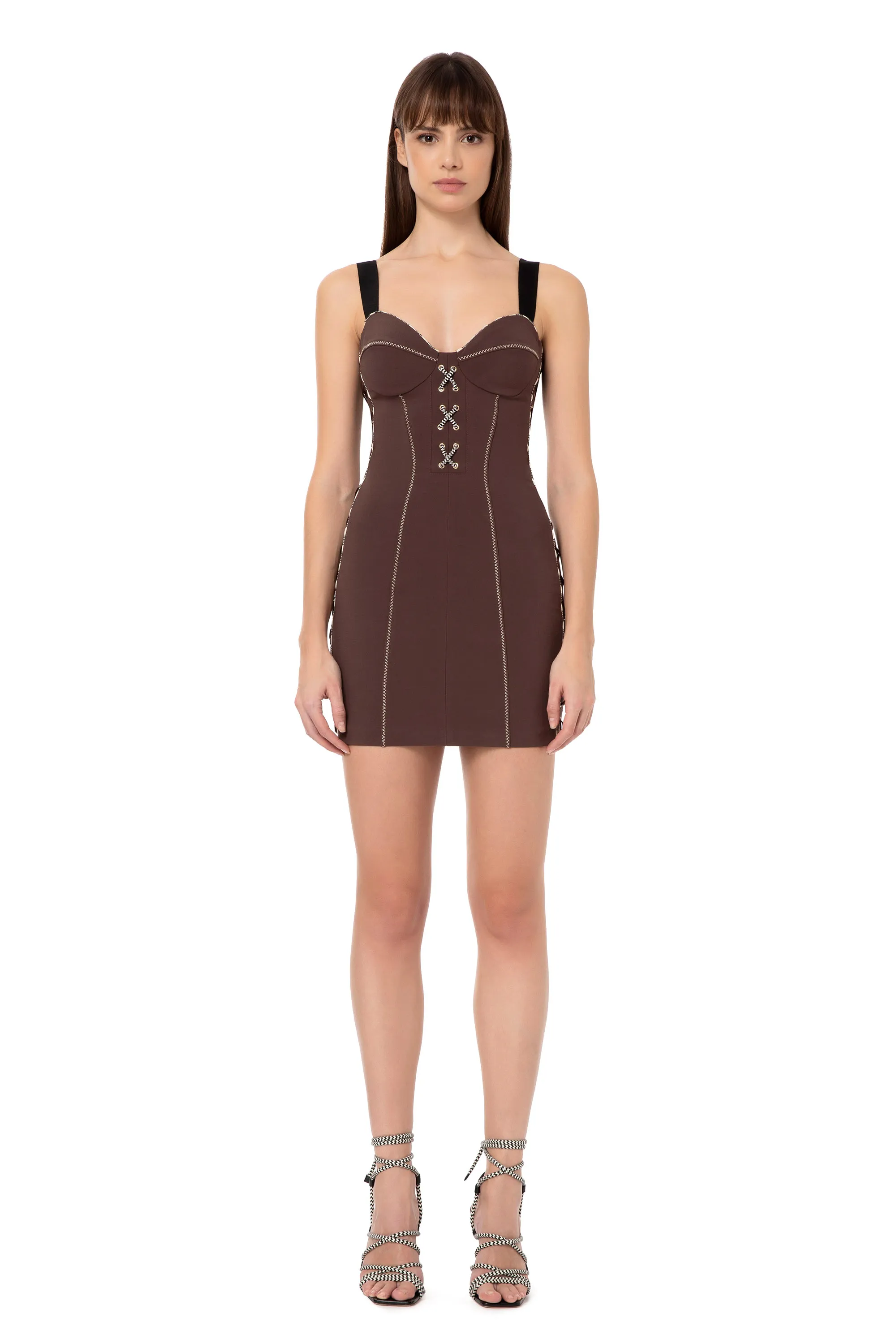 Minidress con taglio coppe e lacci