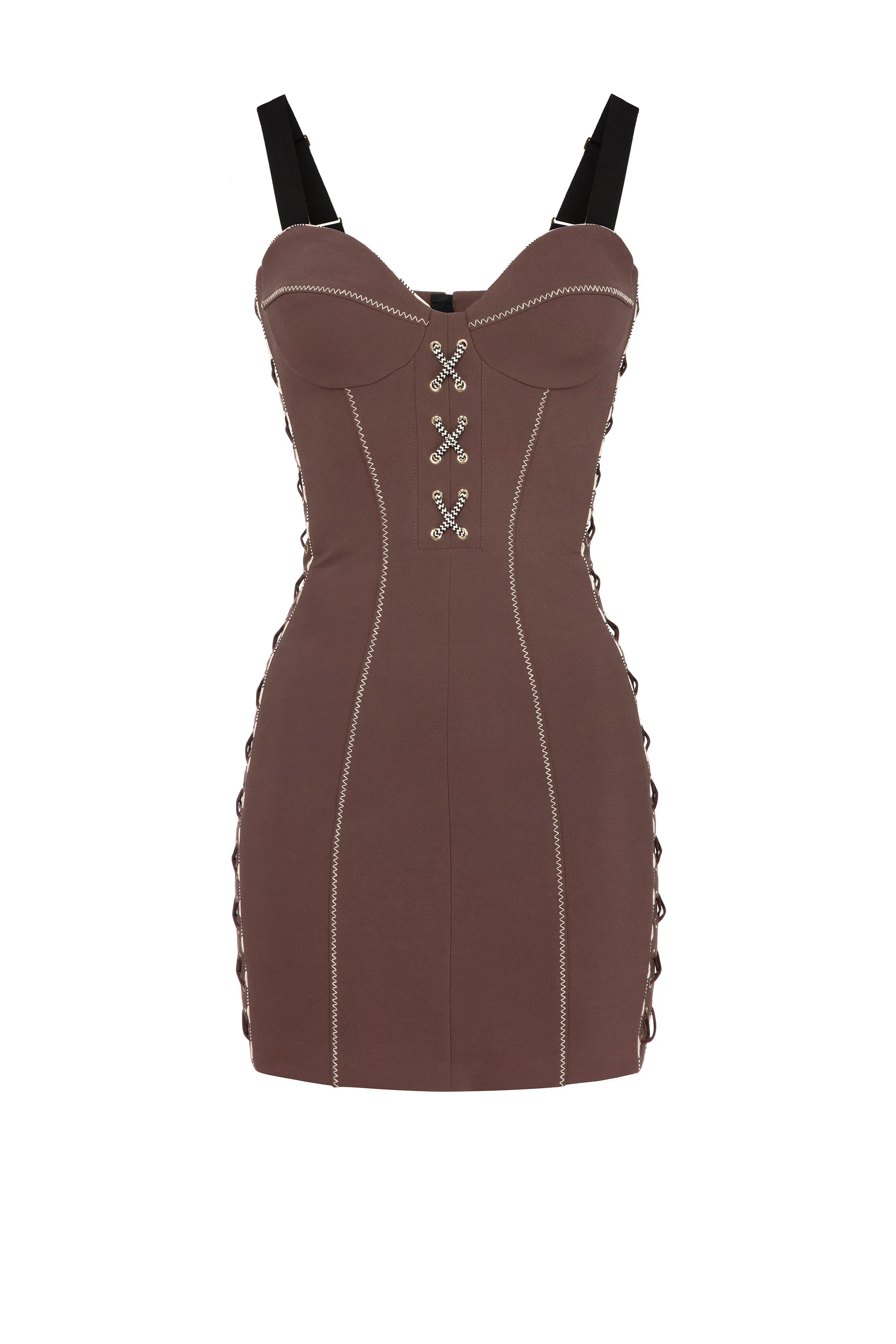 Minidress con taglio coppe e lacci
