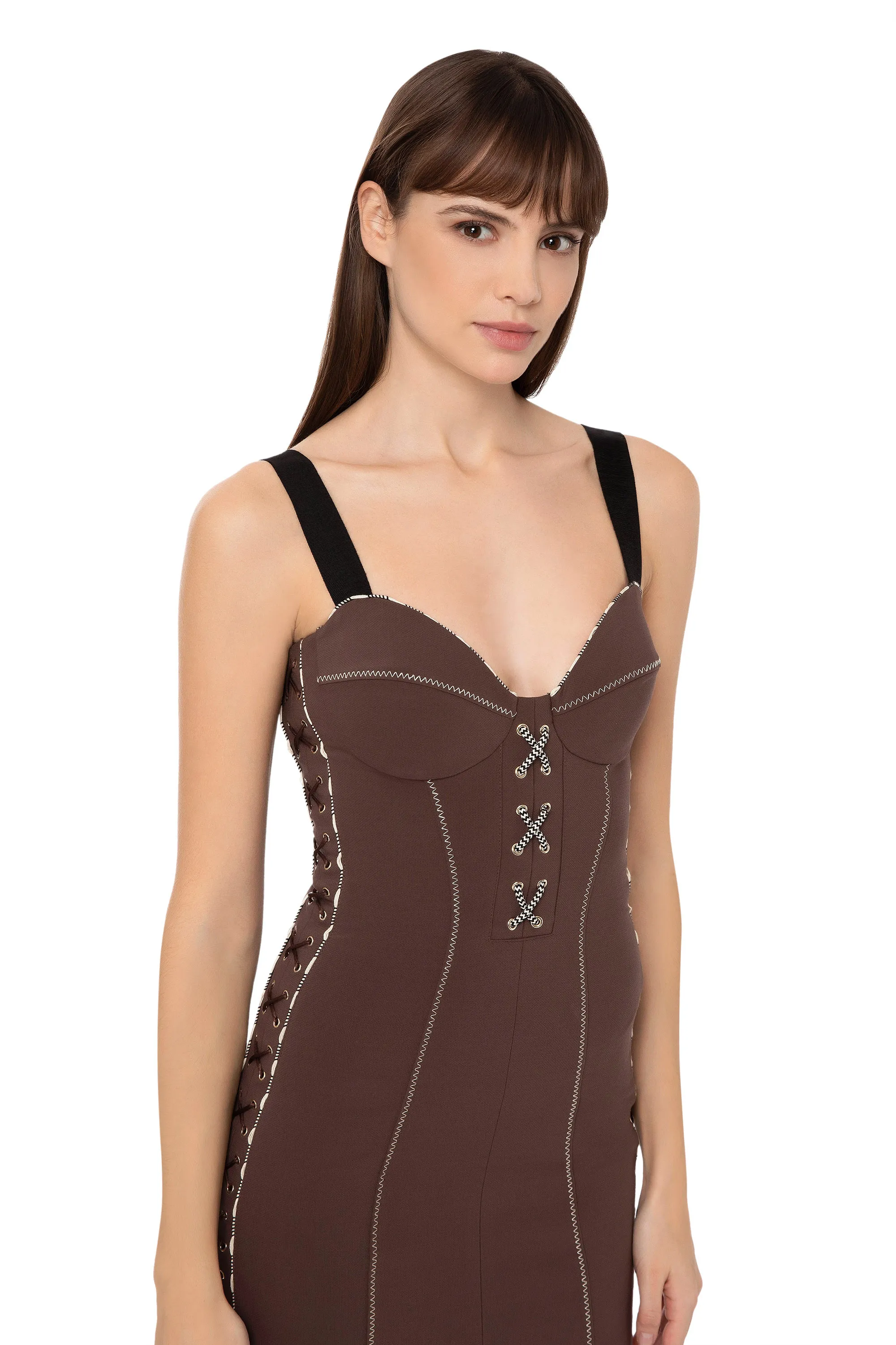 Minidress con taglio coppe e lacci