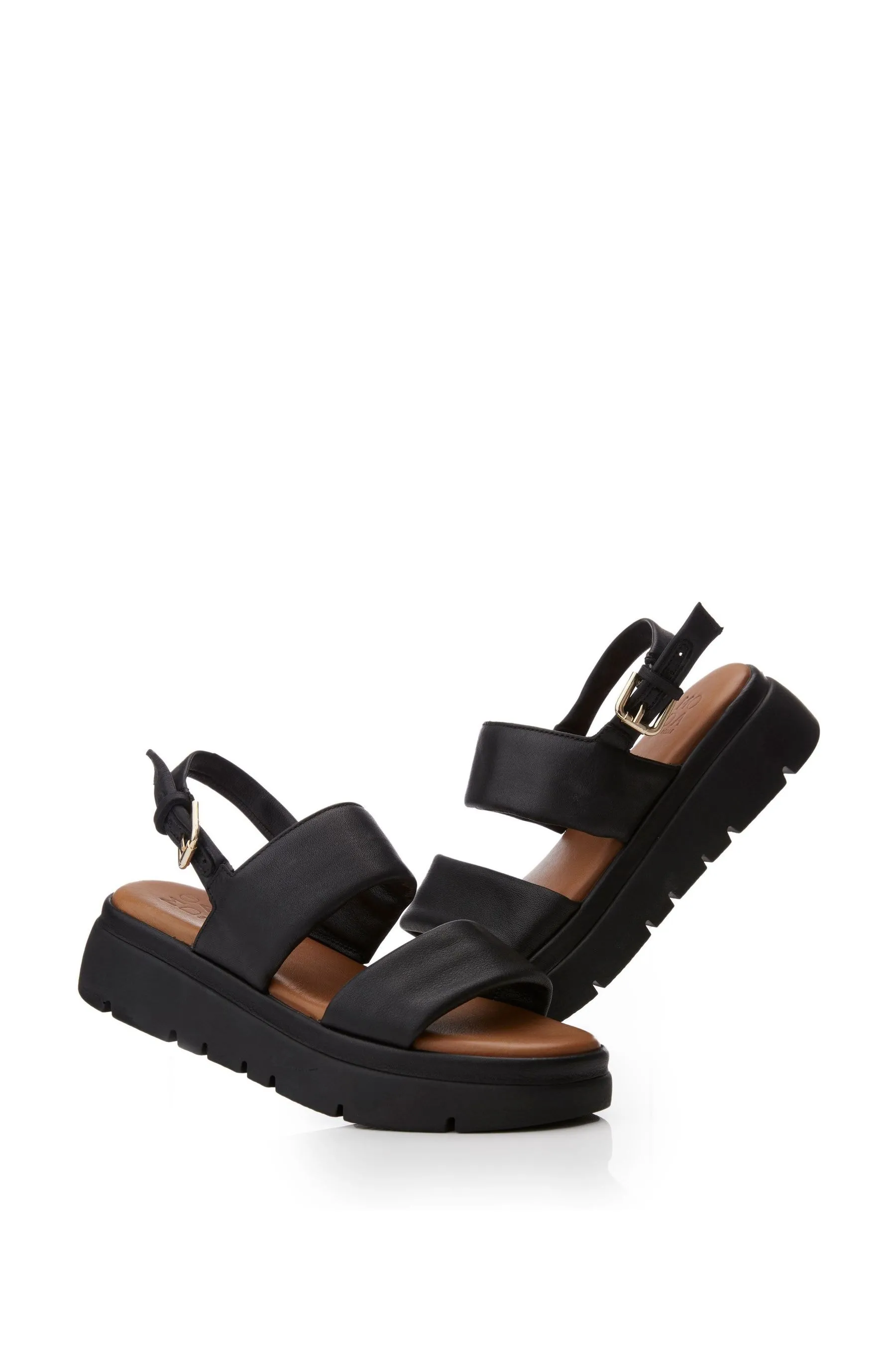 Moda in Pelle - Netty - Sandali in due parti con plateau in pelle