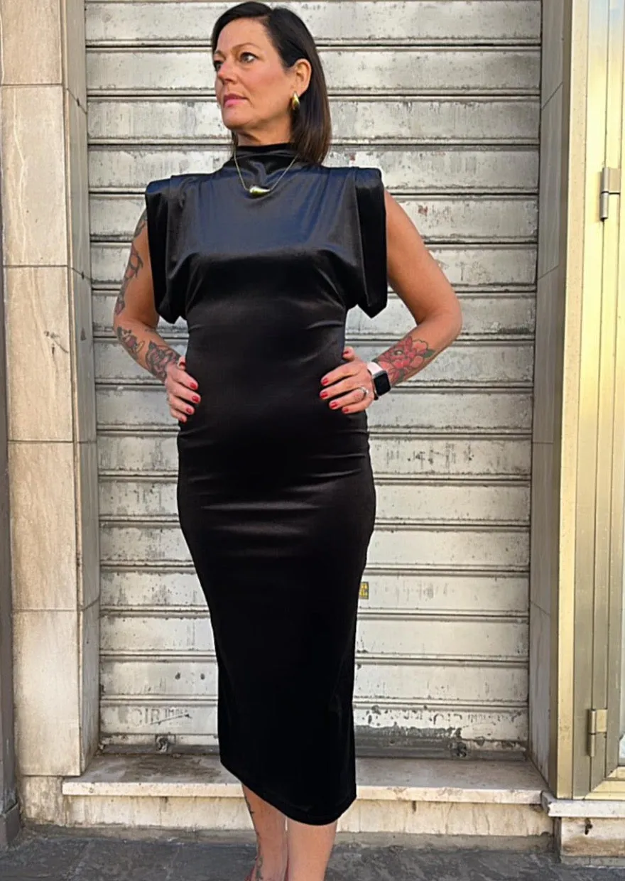 New In - Abito in velluto elasticizzato nero