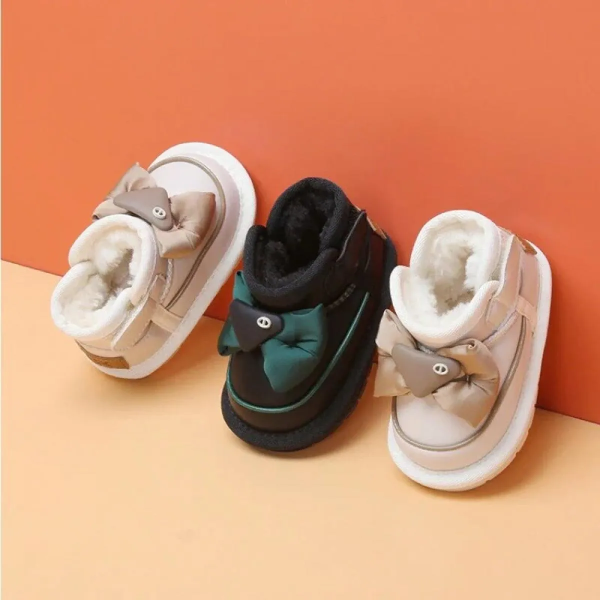 Nuovo 2024 Inverno Bambino Stivali da neve Per Bambini In Pelle Boewknot Caldo Peluche Scarpe di Cotone Bambino Morbida Suola An