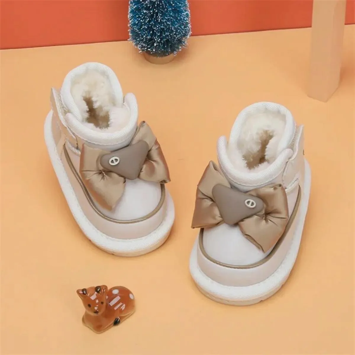 Nuovo 2024 Inverno Bambino Stivali da neve Per Bambini In Pelle Boewknot Caldo Peluche Scarpe di Cotone Bambino Morbida Suola An