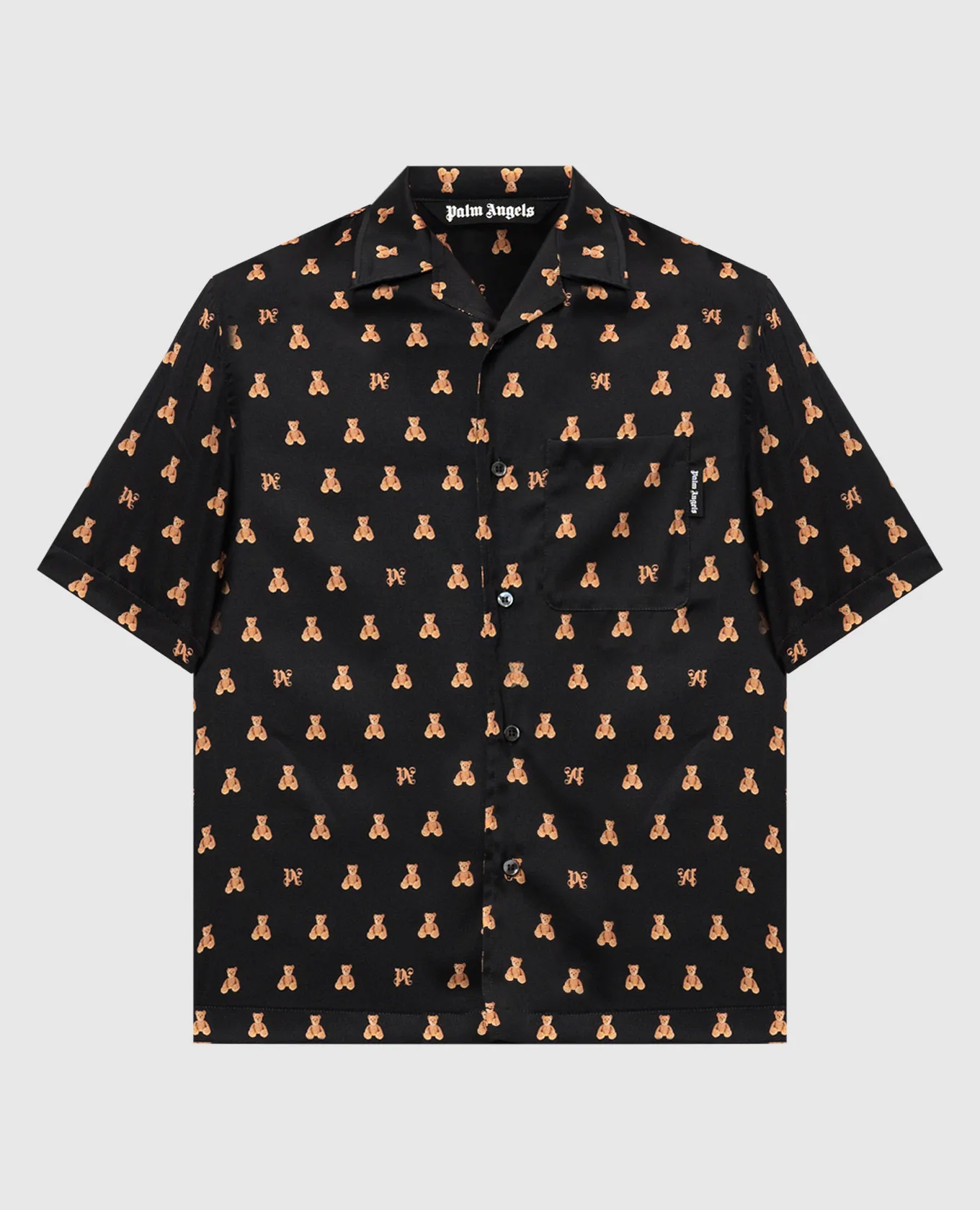 Palm Angels Camicia Bear In Mind con fantasia nera PMGG005F24FAB005