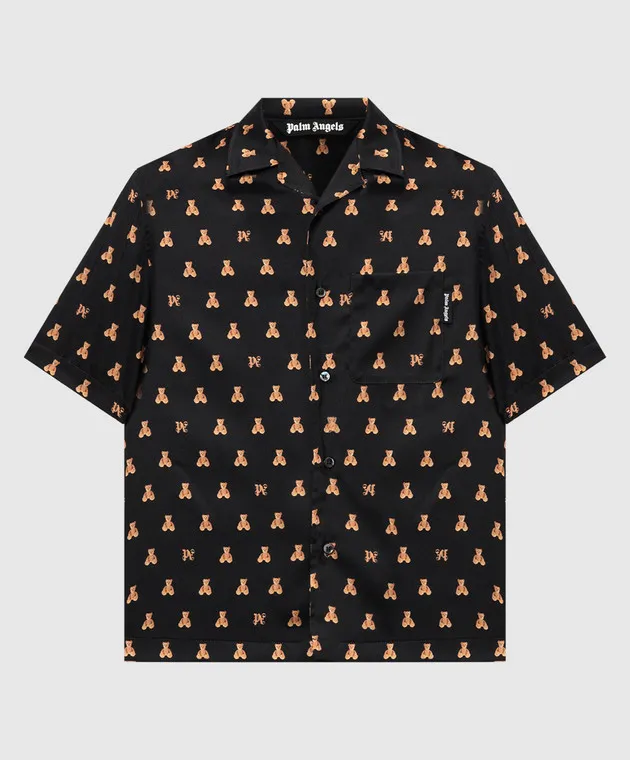 Palm Angels Camicia Bear In Mind con fantasia nera PMGG005F24FAB005
