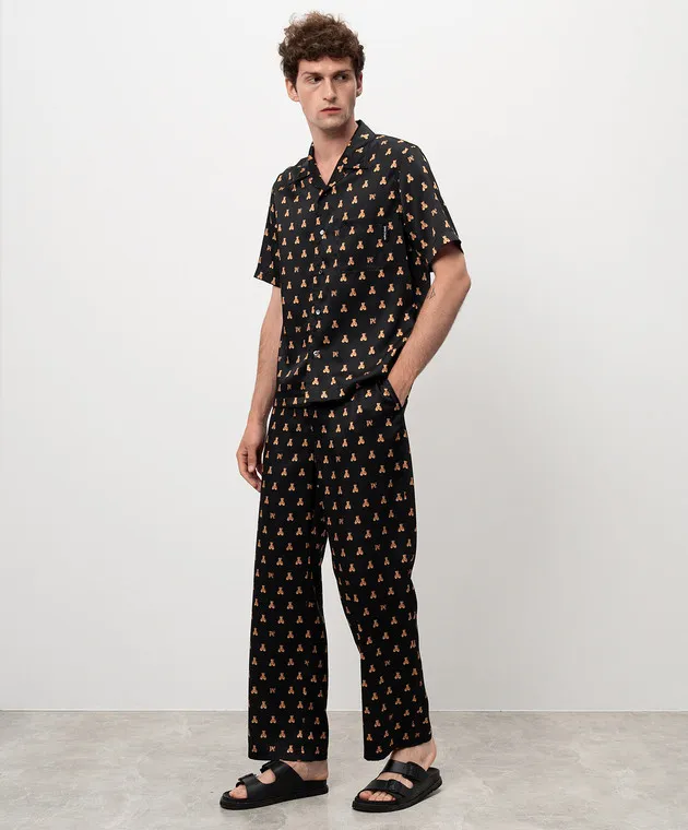 Palm Angels Camicia Bear In Mind con fantasia nera PMGG005F24FAB005