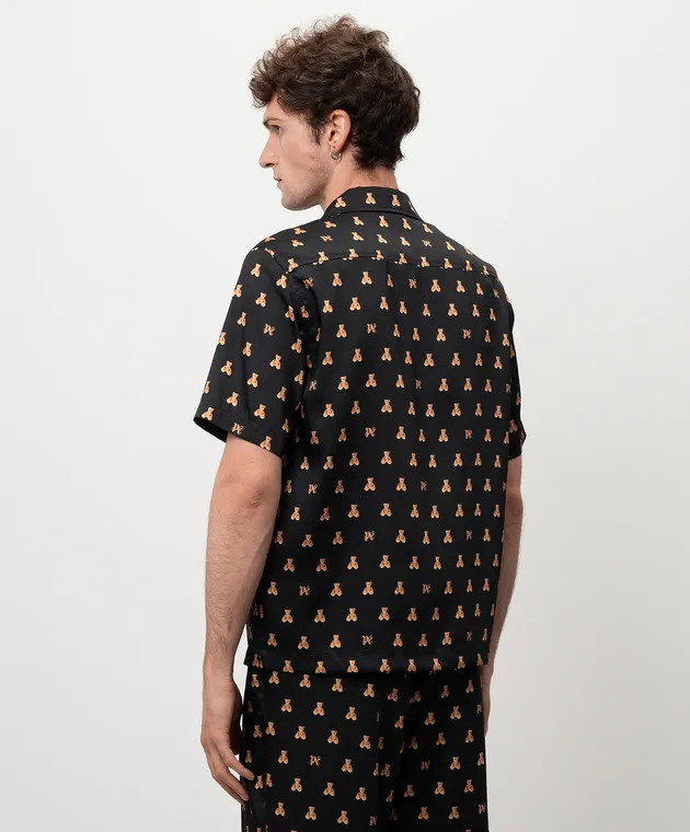 Palm Angels Camicia Bear In Mind con fantasia nera PMGG005F24FAB005