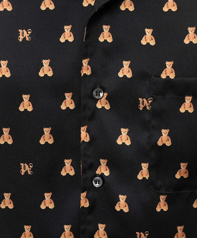 Palm Angels Camicia Bear In Mind con fantasia nera PMGG005F24FAB005