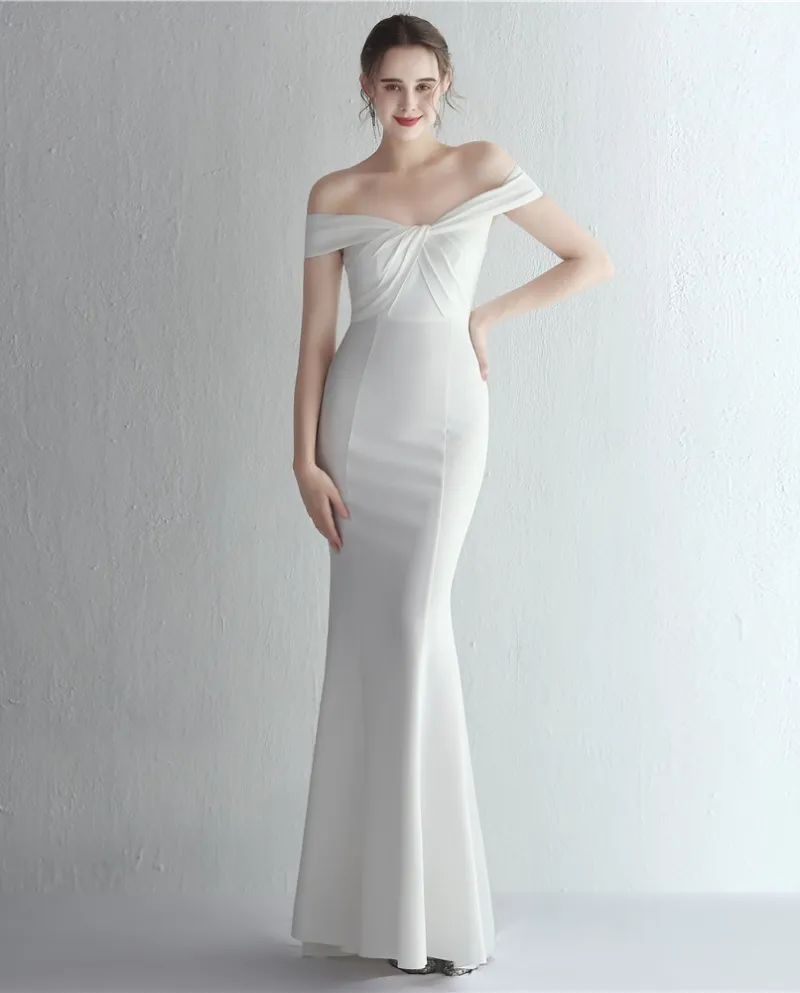 Panno di raso New Slim One-spalla Lunghezza Ladies Dinner Slim Gonna a sirena