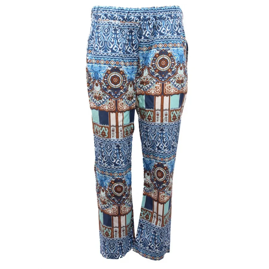 pantalone donna DÉJÀVU blue printed cotton trouser woman