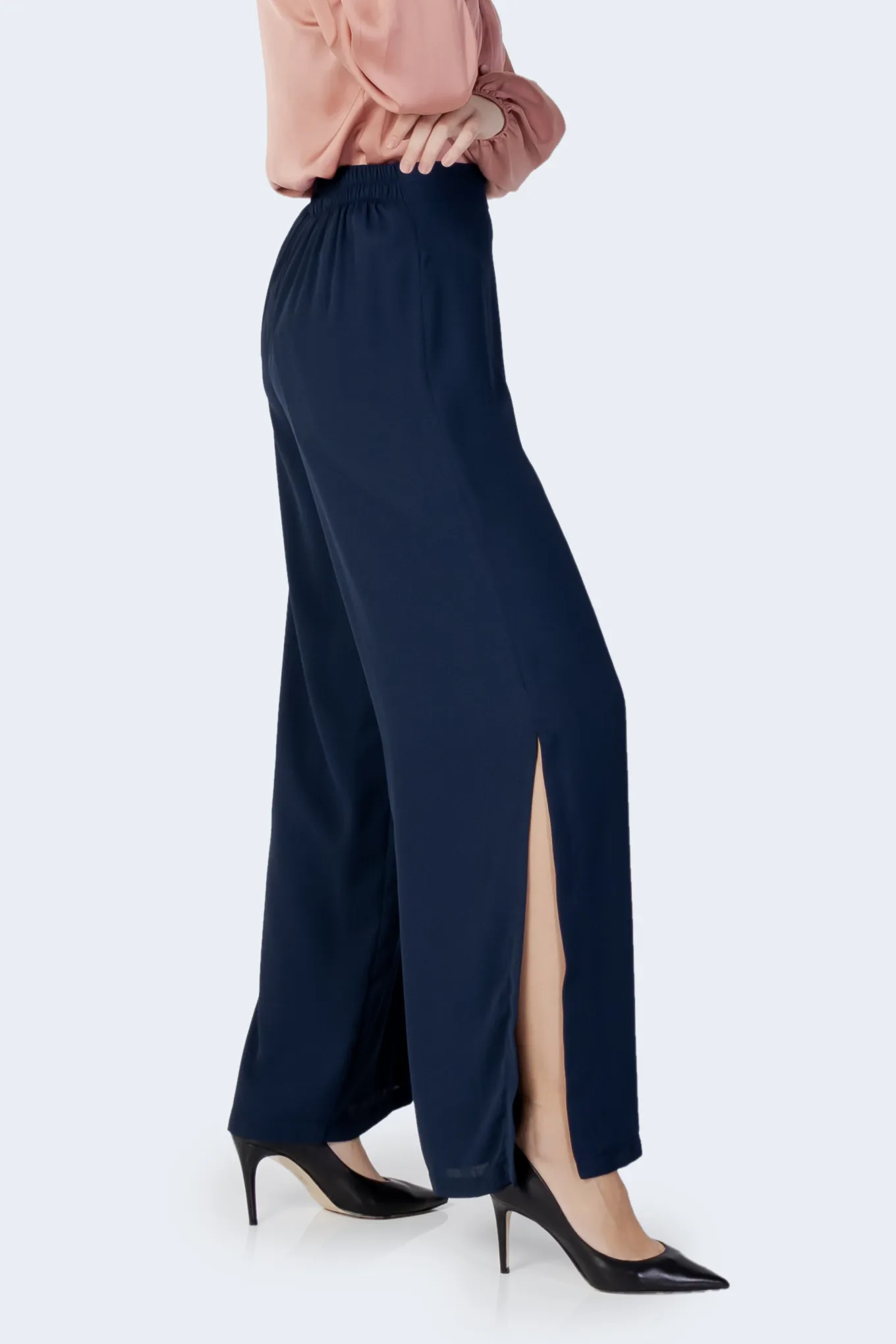 Pantaloni a palazzo Akè tinta unita Blu