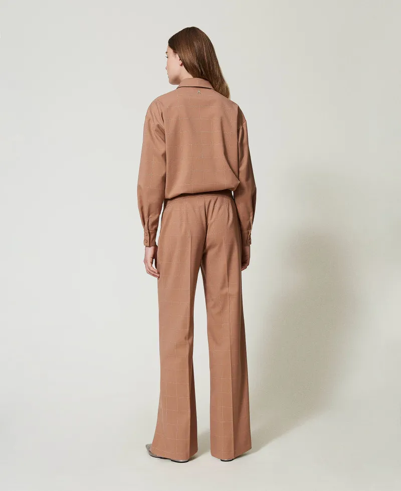 Pantaloni a palazzo check con lurex