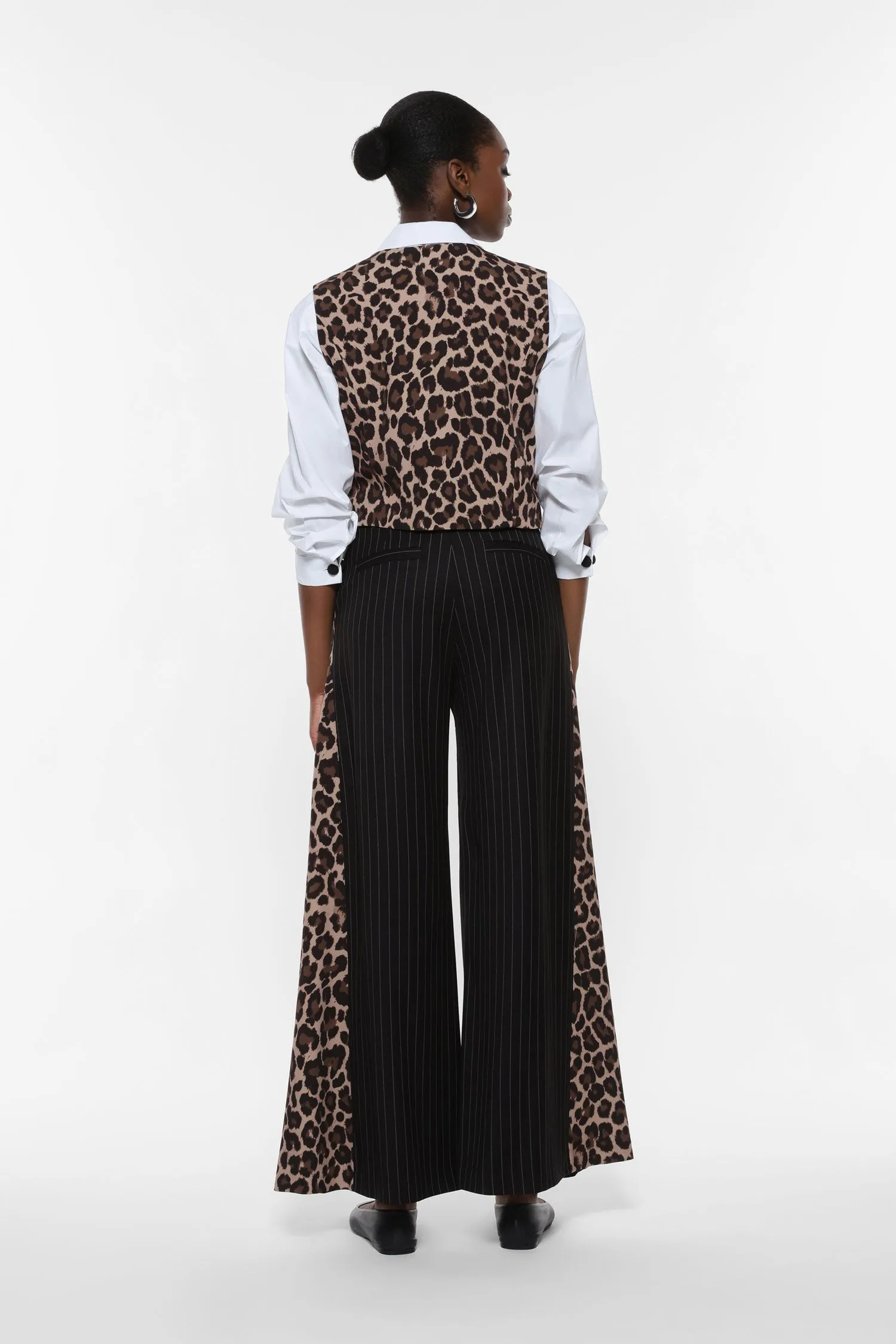  Pantaloni a palazzo con dettagli laterali animalier     