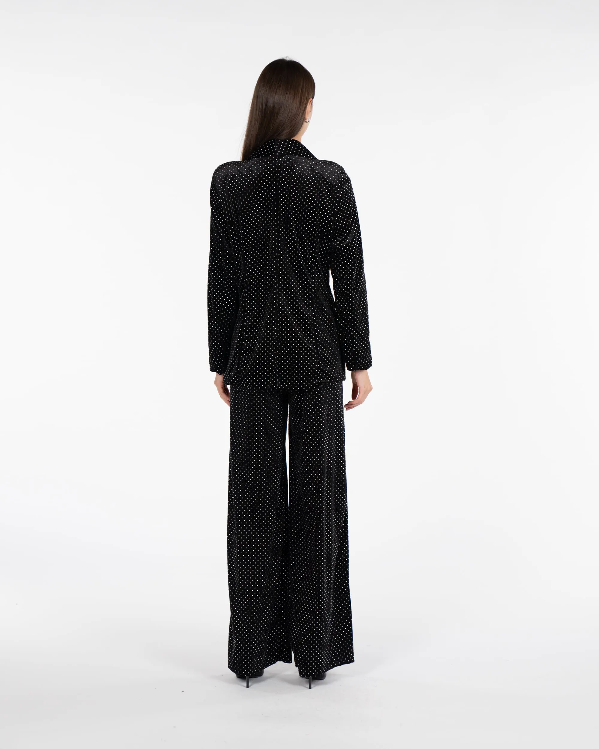 Pantaloni a palazzo con pois - NERO