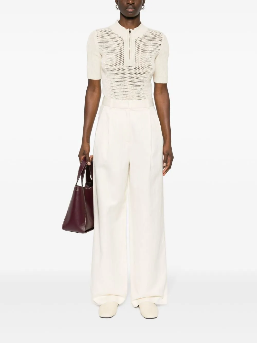 Pantaloni a palazzo Idai in bianco - donna
