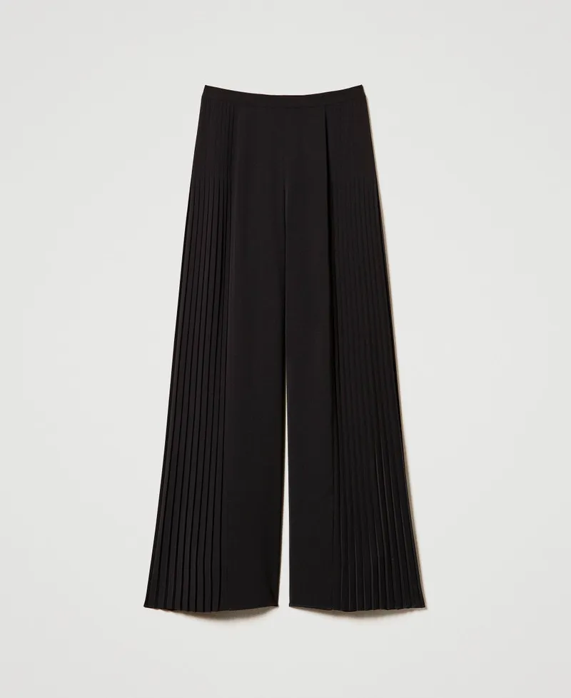Pantaloni a palazzo in georgette plissé