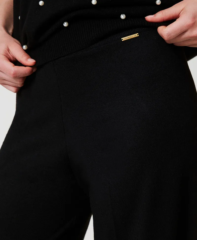 Pantaloni a palazzo in misto lana