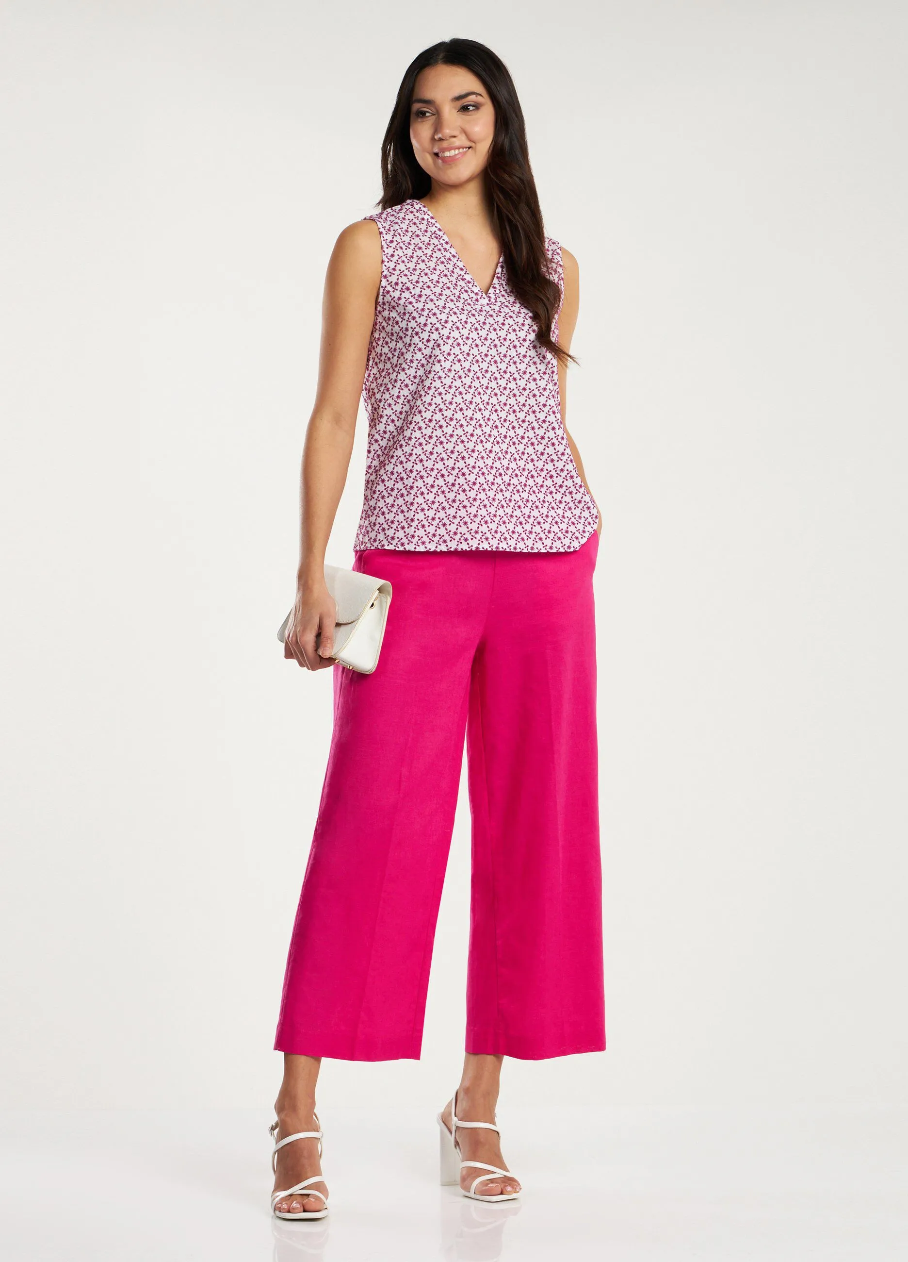 Pantaloni a palazzo in misto lino donna