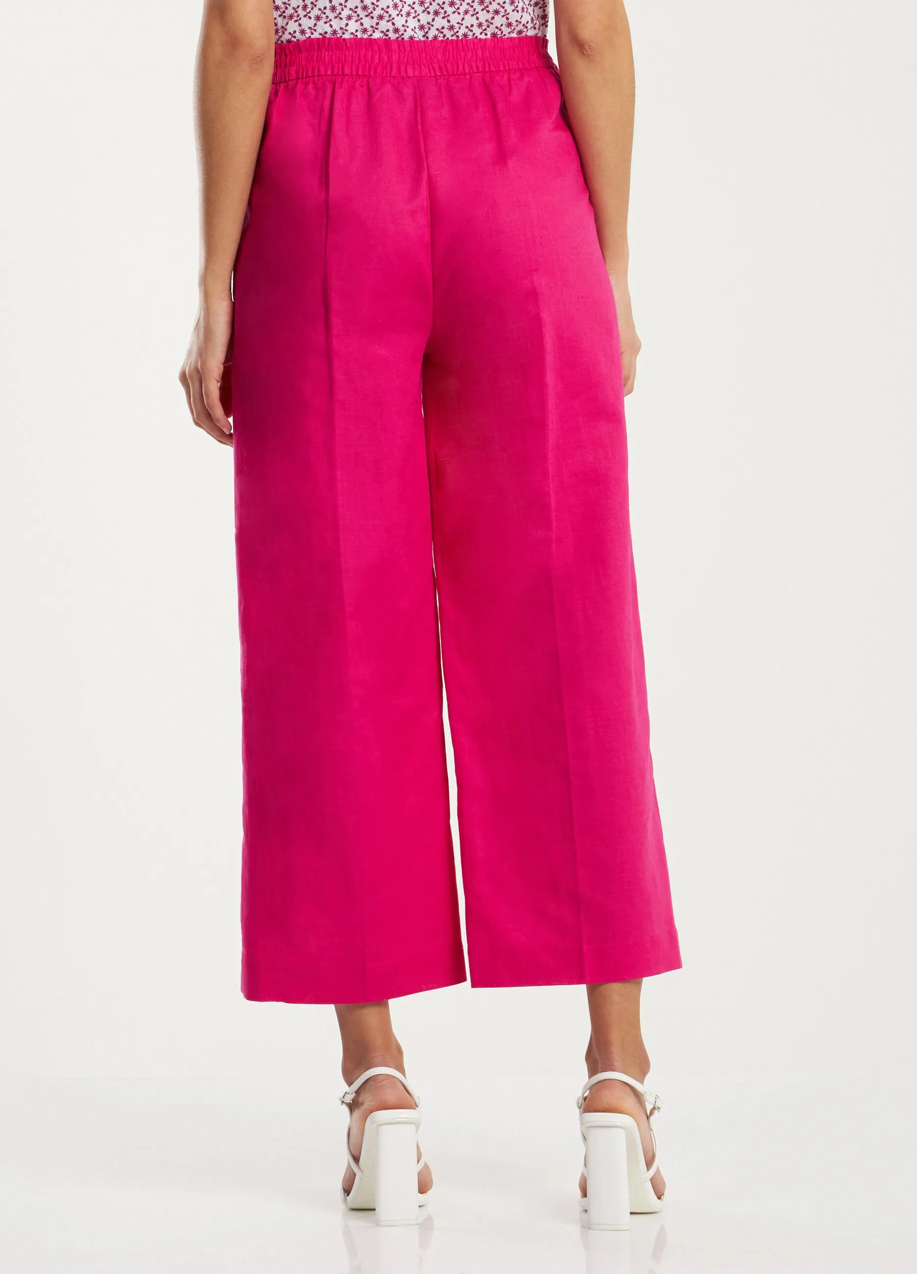 Pantaloni a palazzo in misto lino donna