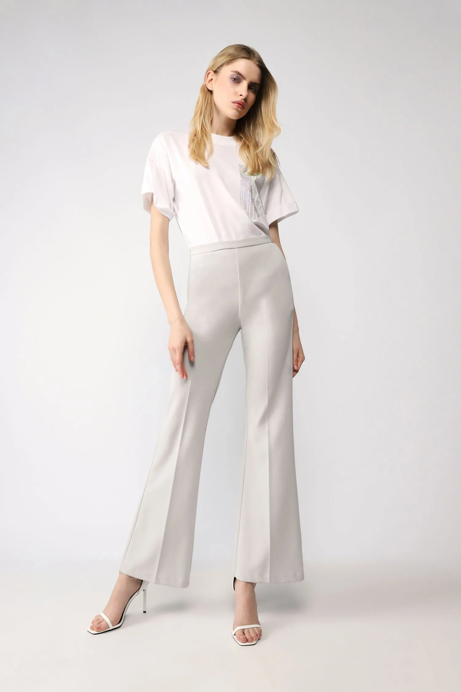 PANTALONI A PALAZZO MONOCOLOUR CON PIEGA STIRATA IMPERIAL
