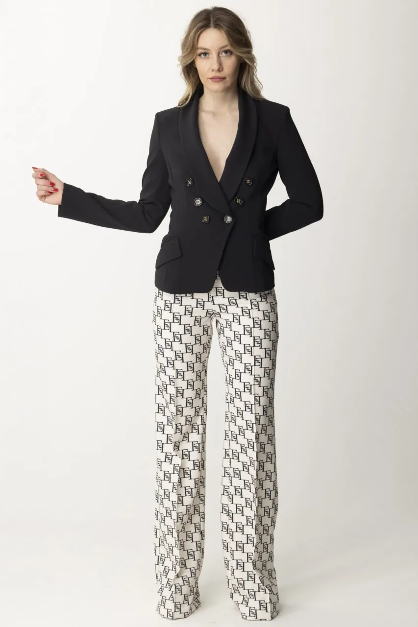 Pantaloni a palazzo monogram Burro/Nero