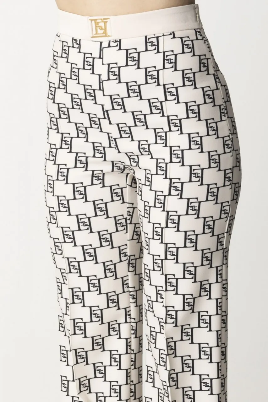 Pantaloni a palazzo monogram Burro/Nero