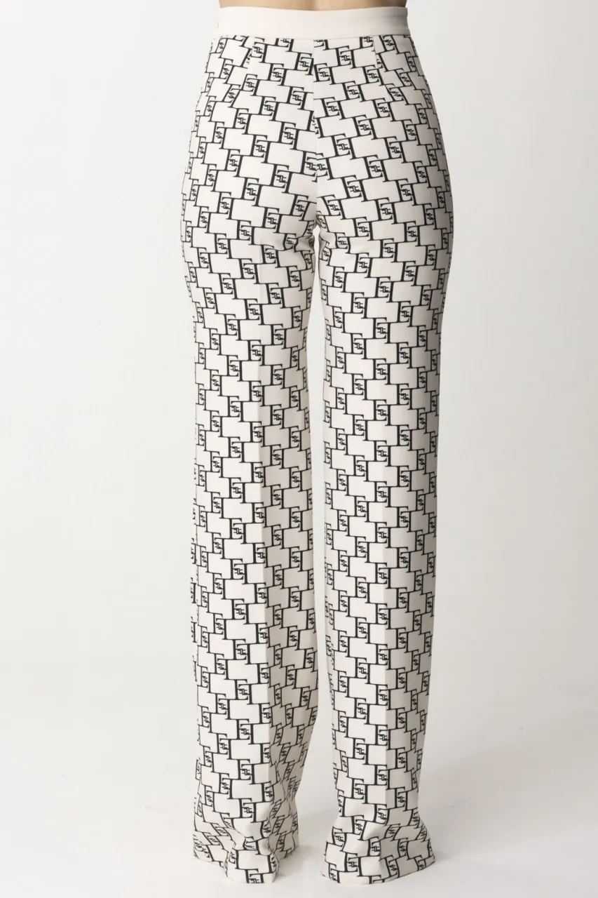 Pantaloni a palazzo monogram Burro/Nero