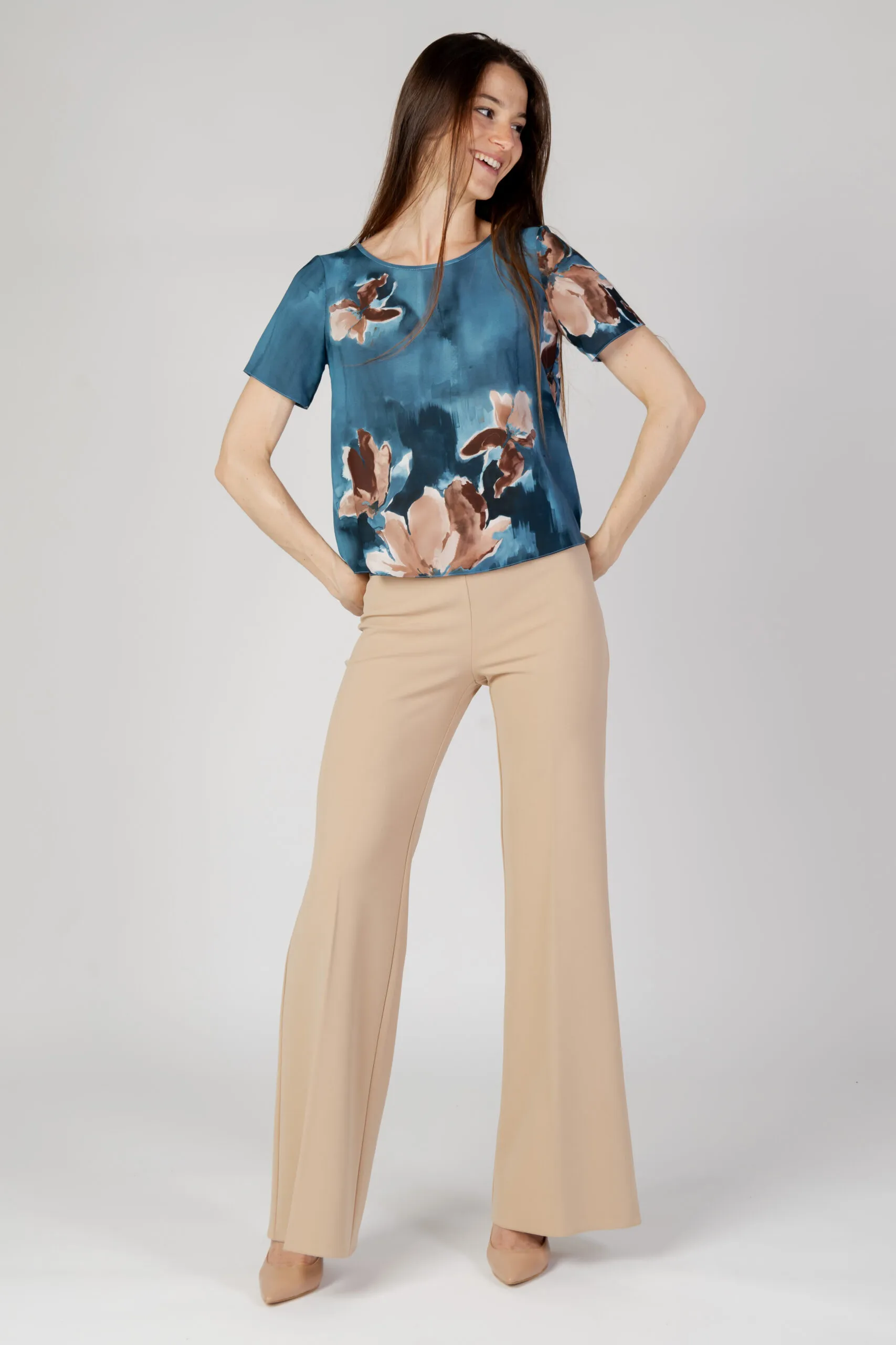 Pantaloni a palazzo Rinascimento rewi palazzo Beige