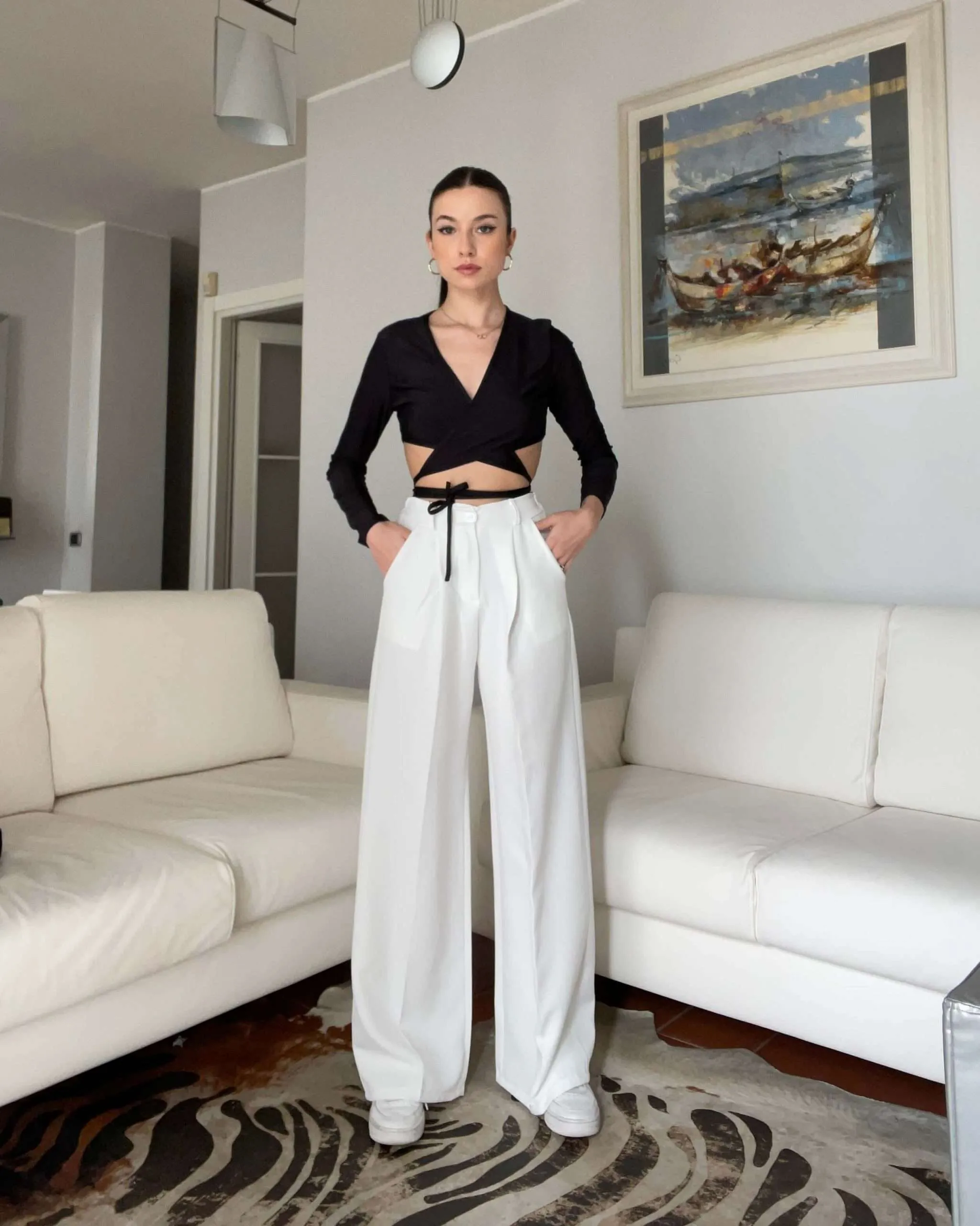Pantaloni da donna a palazzo bianchi