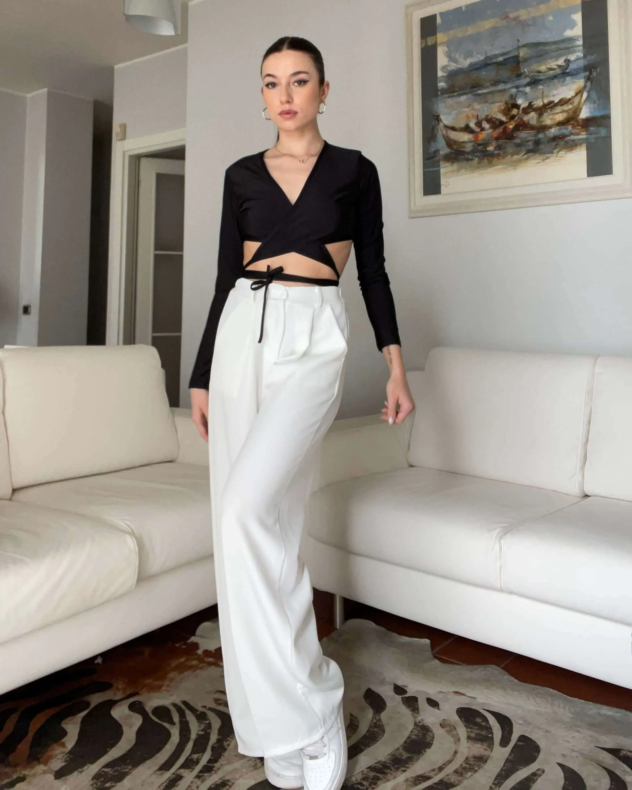 Pantaloni da donna a palazzo bianchi