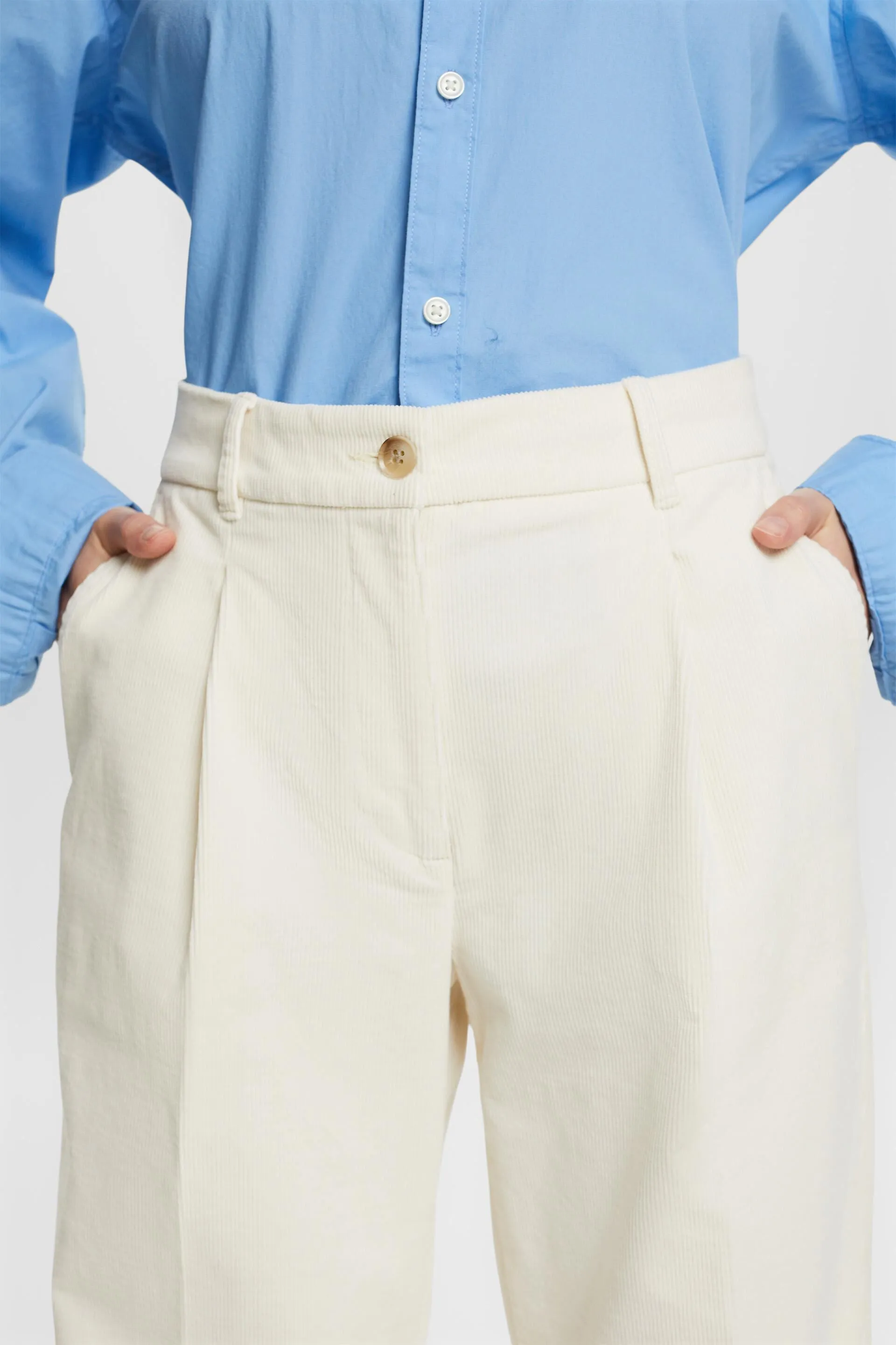 Pantaloni in velluto a vita media Wide Fit