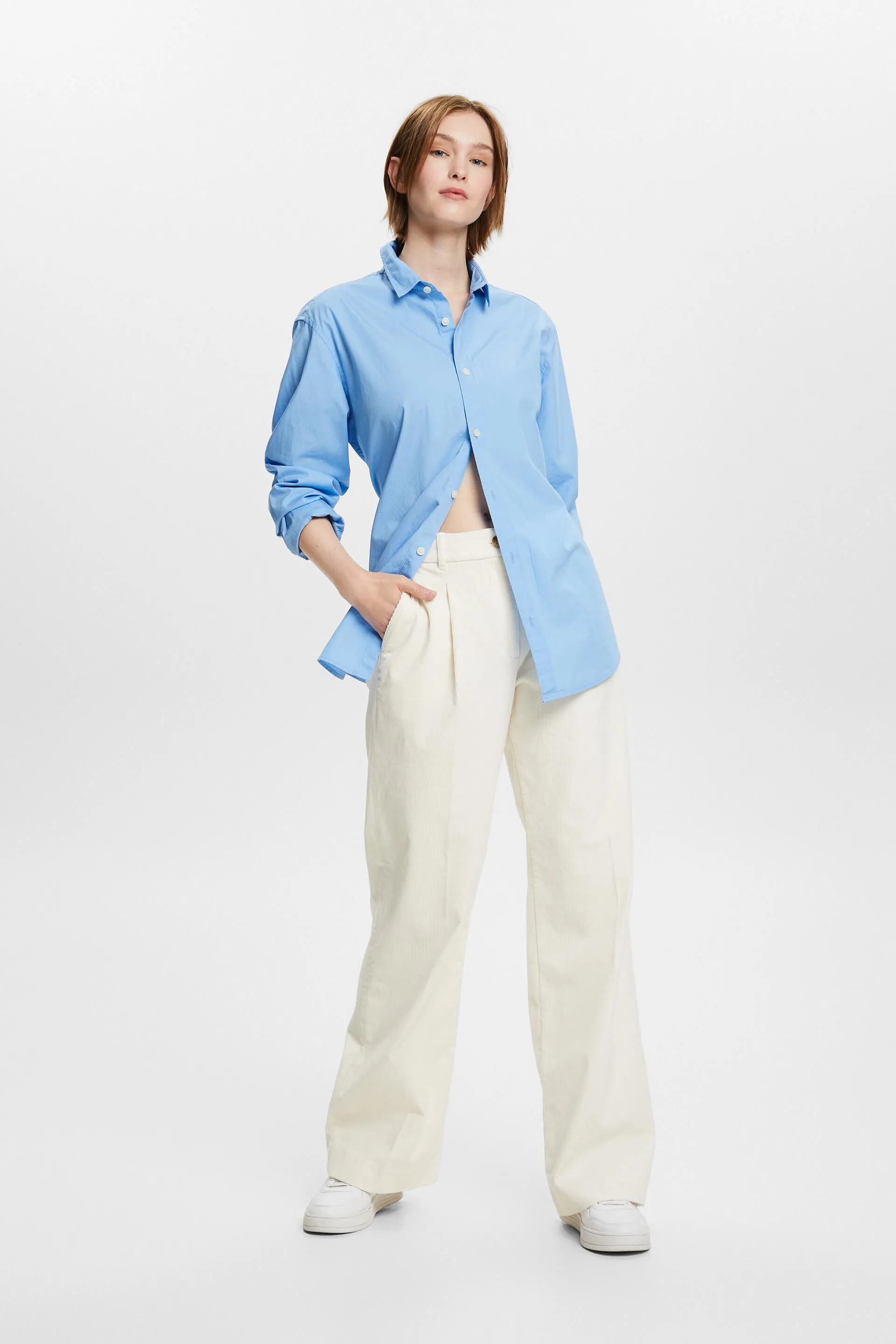 Pantaloni in velluto a vita media Wide Fit