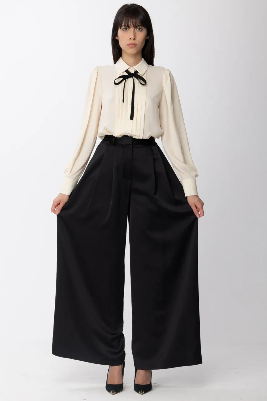 Pantaloni palazzo a vita alta Nero