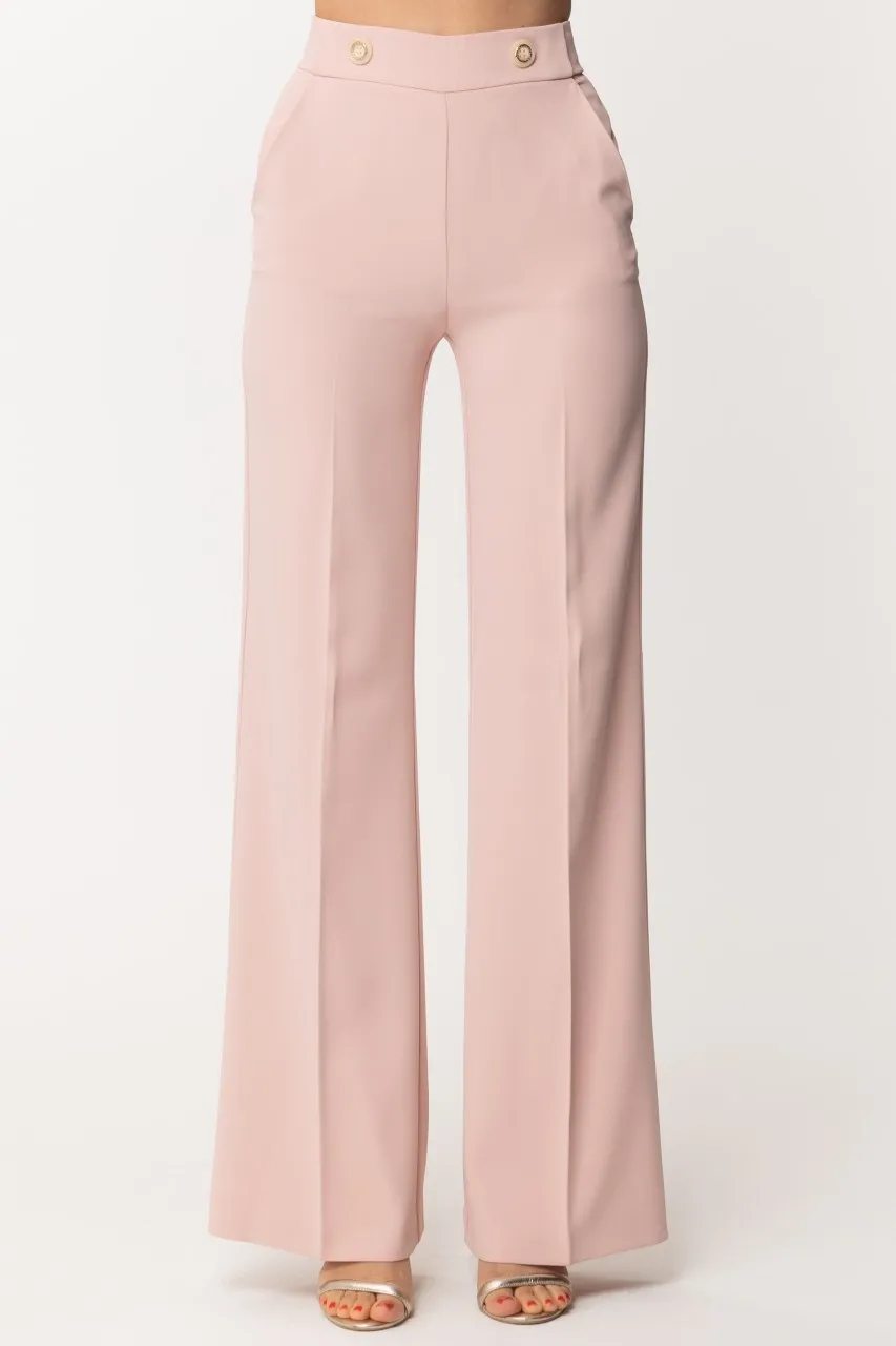 Pantaloni palazzo a vita alta ROSA MATURA