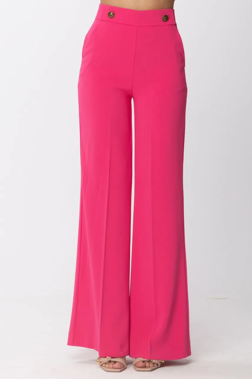 Pantaloni palazzo con bottoni MAGENTA