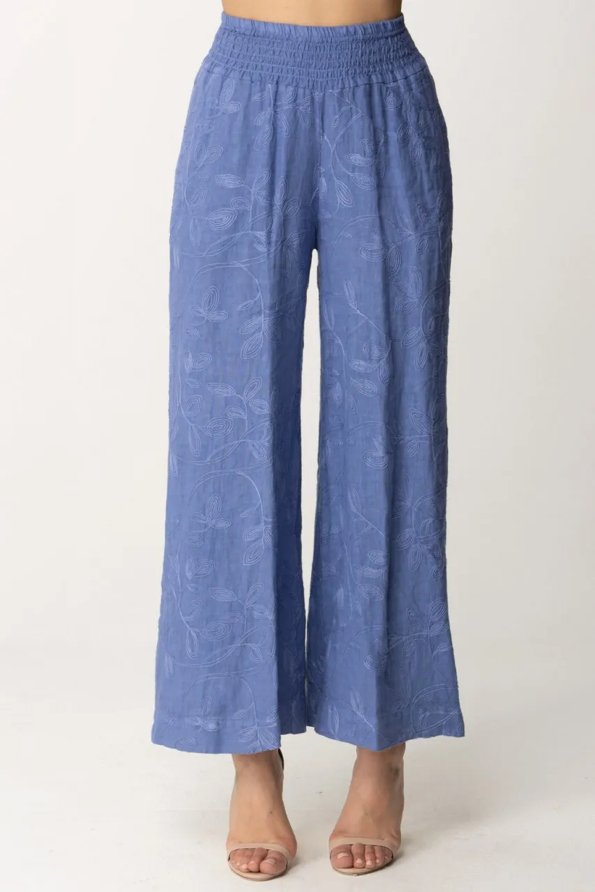 Pantaloni palazzo in lino CERAMICA