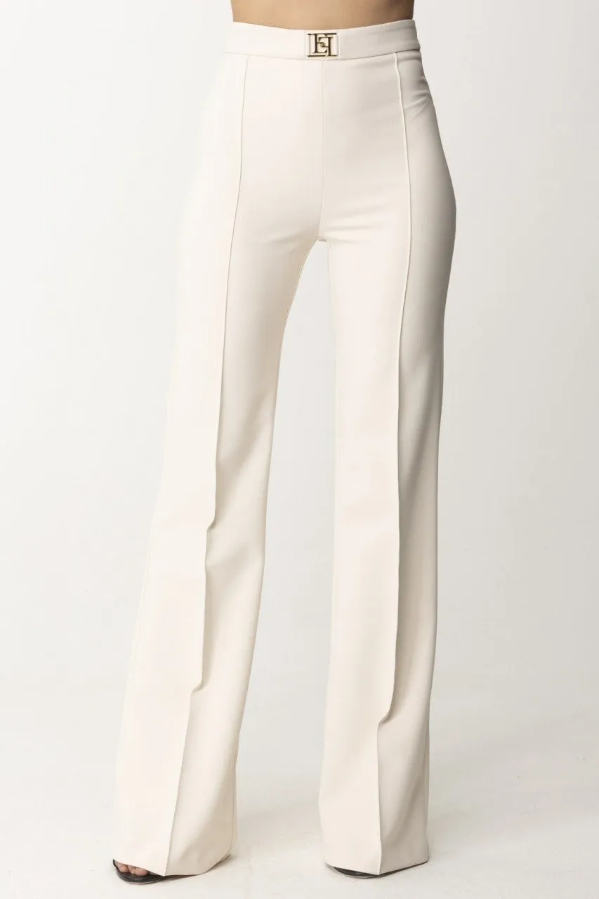 Pantaloni palazzo stretch Burro