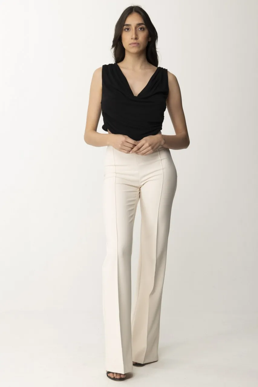 Pantaloni palazzo stretch Burro