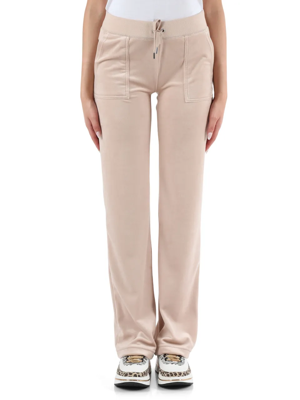 Pantaloni sportivi in velluto DEL RAY con ricamo logo frontale