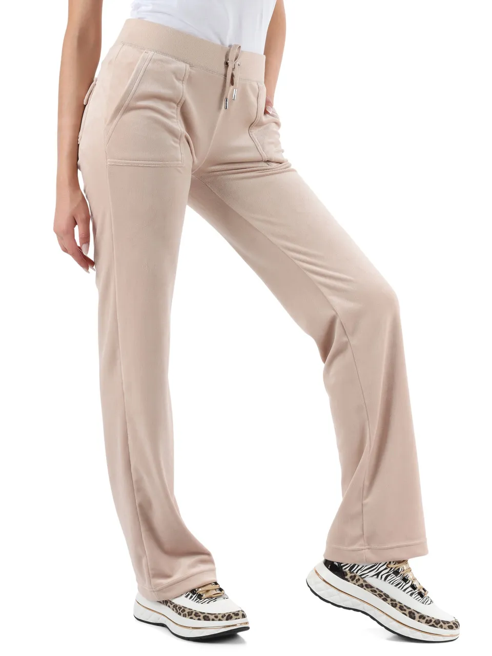 Pantaloni sportivi in velluto DEL RAY con ricamo logo frontale