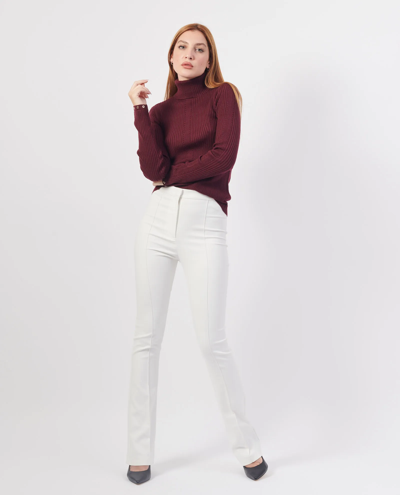 PATRIZIA PEPE      Maglia a collo alto in lana Essential Patrizia Pepe